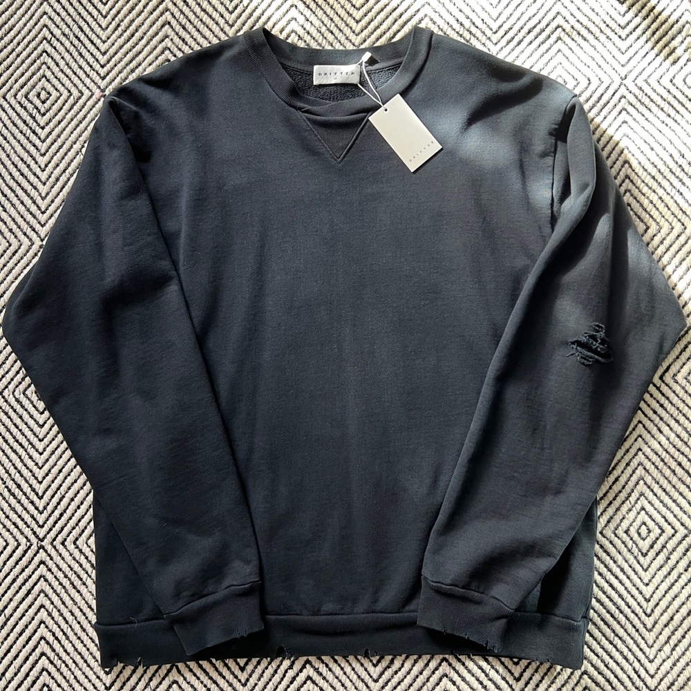 ✅ DRIFTER Crewneck Sweatshirt Black Vintage #Maison Margiela